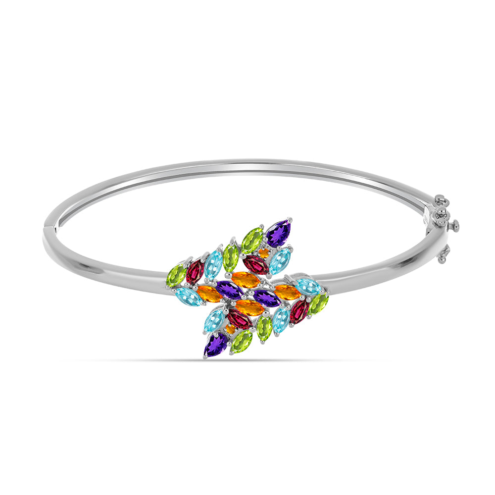 Silberarmreif mit marokkanischem Amethyst und goldfarbenem Rio Zitrin 1 