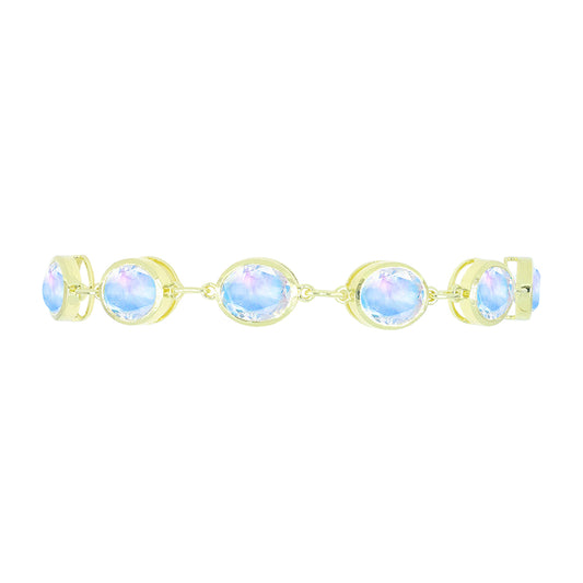 Goldplattiertes Silberarmband mit Regenbogenmondstein