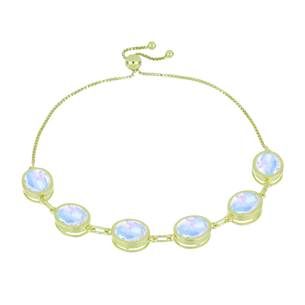 Goldplattiertes Silberarmband mit Regenbogenmondstein 1 