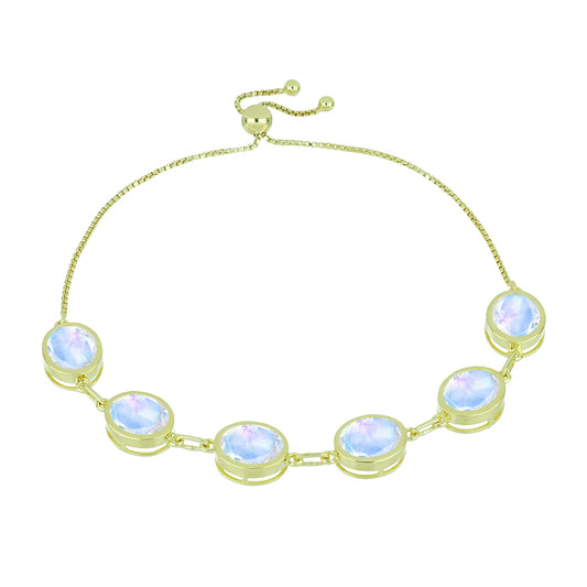 Goldplattiertes Silberarmband mit Regenbogenmondstein