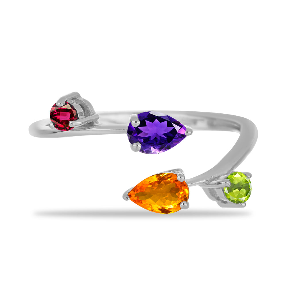 Silberring mit marokkanischem Amethyst und goldfarbenem Rio Zitrin 1 