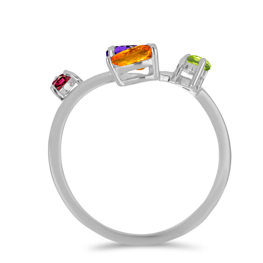 Silberring mit marokkanischem Amethyst und goldfarbenem Rio Zitrin