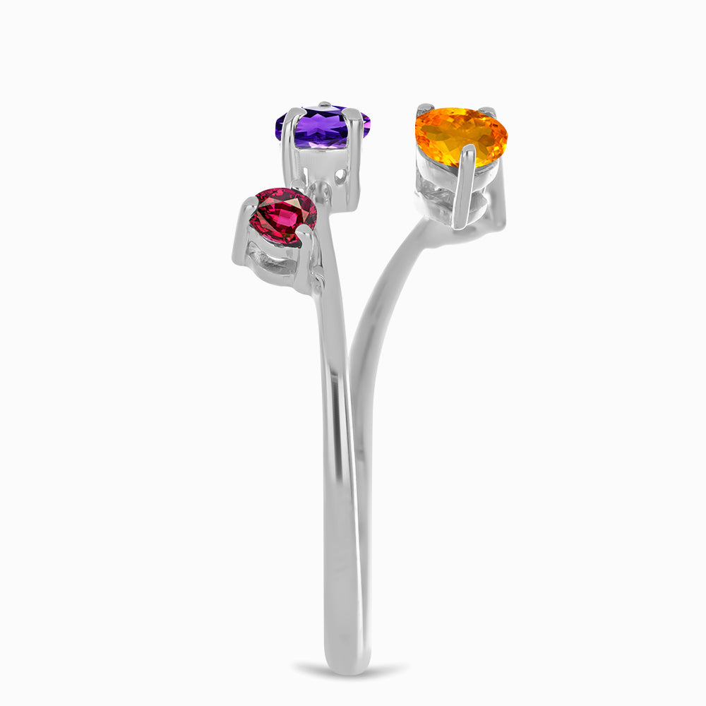 Silberring mit marokkanischem Amethyst und goldfarbenem Rio Zitrin 4 