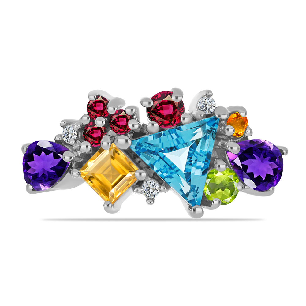 Silberring mit marokkanischem Amethyst und goldfarbenem Rio Zitrin 2 