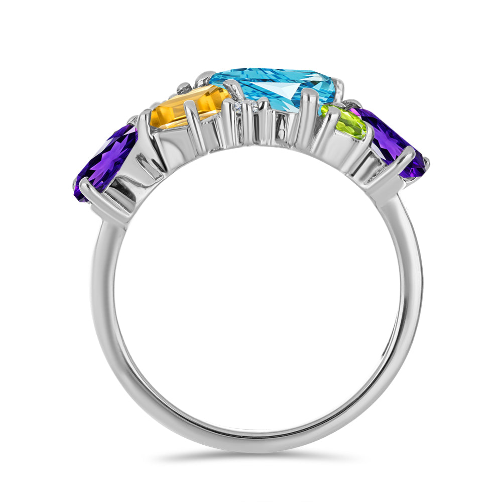 Silberring mit marokkanischem Amethyst und goldfarbenem Rio Zitrin 3 