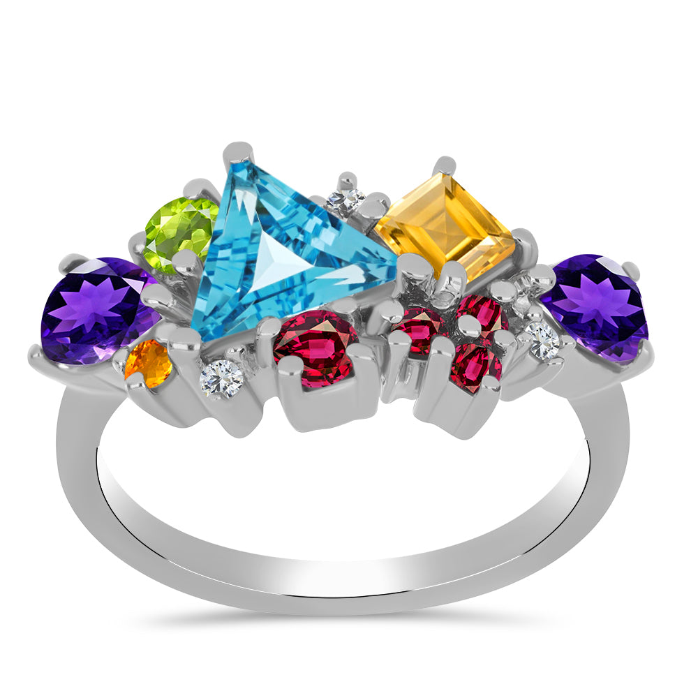 Silberring mit marokkanischem Amethyst und goldfarbenem Rio Zitrin 1 