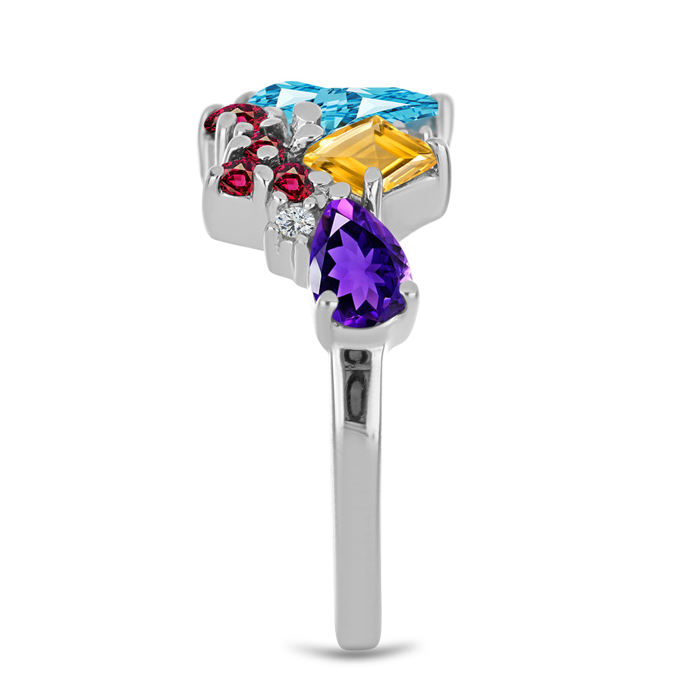 Silberring mit marokkanischem Amethyst und goldfarbenem Rio Zitrin 4 