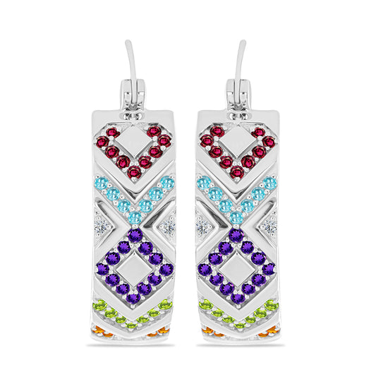 Silberohrringe mit marokkanischem Amethyst und Peridot aus Changbai