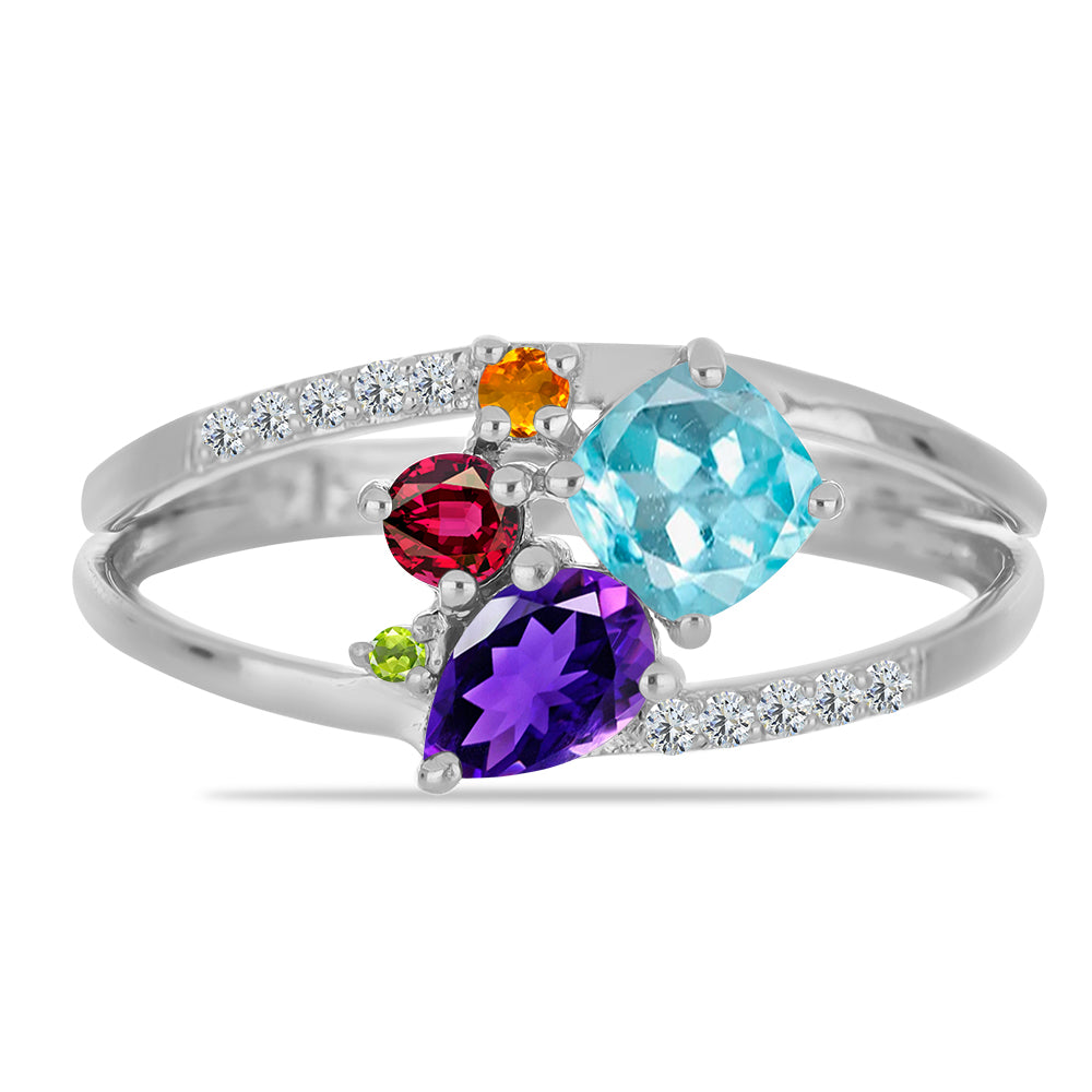 Silberring mit marokkanischem Amethyst und goldfarbenem Rio Zitrin 1 