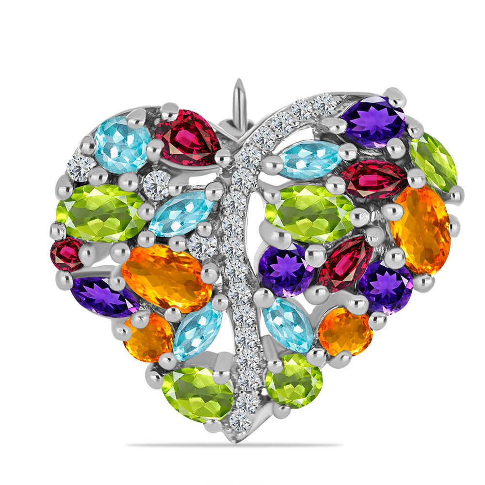 Silberbrosche mit marokkanischem Amethyst und goldfarbenem Rio Zitrin