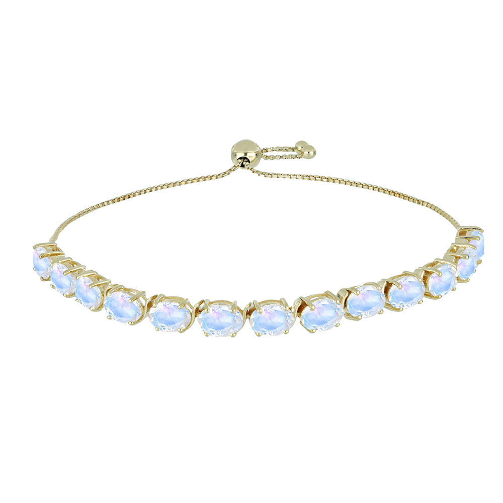 Goldplattiertes Silberarmband mit Regenbogenmondstein