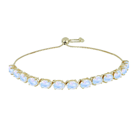 Goldplattiertes Silberarmband mit Regenbogenmondstein