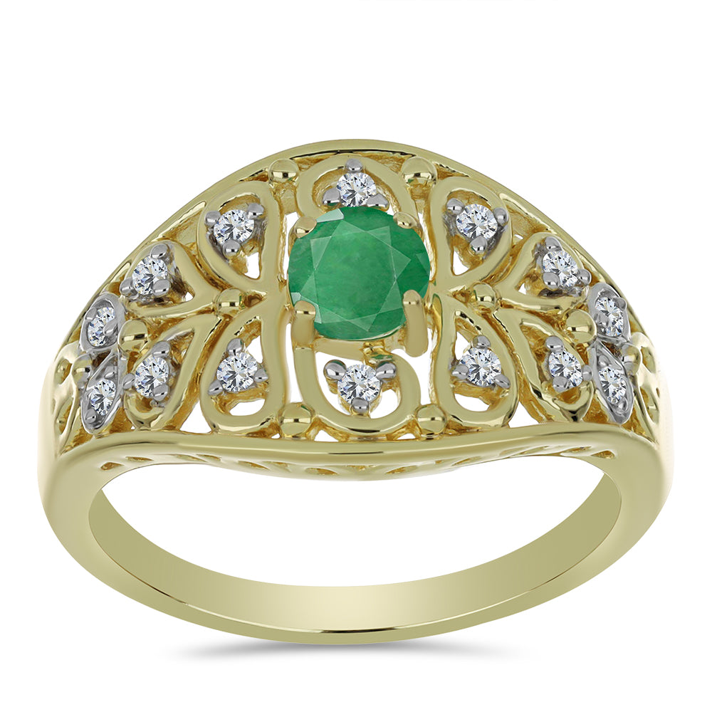 Goldplattierter Silberring mit brasilianischem Smaragd und weißem Topas 3 