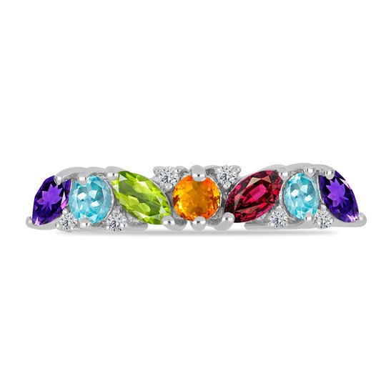 Silberring mit marokkanischem Amethyst und goldfarbenem Rio Zitrin