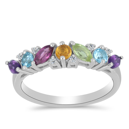 Silberring mit marokkanischem Amethyst und goldfarbenem Rio Zitrin