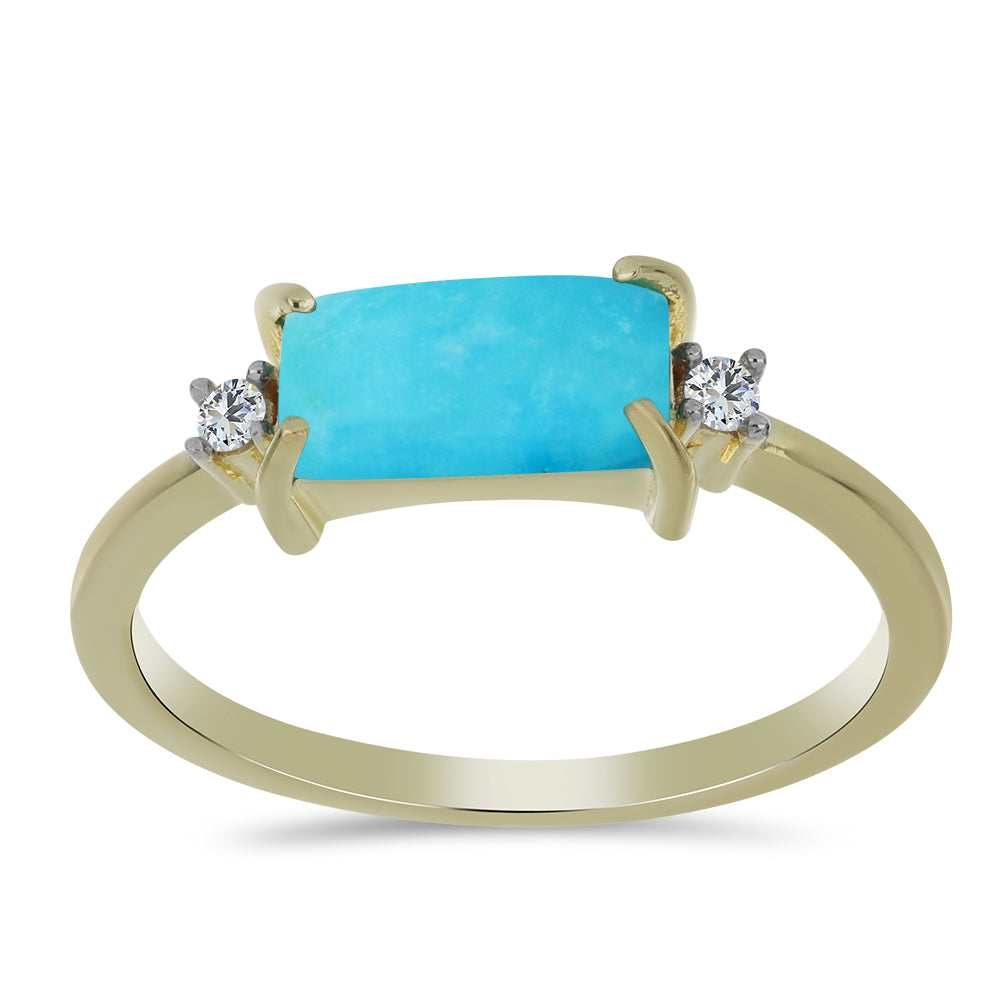 Goldplattierter Silberring mit Dornröschen Türkis und weißem Topas 3 