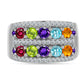 Silberring mit marokkanischem Amethyst und Peridot aus Changbai