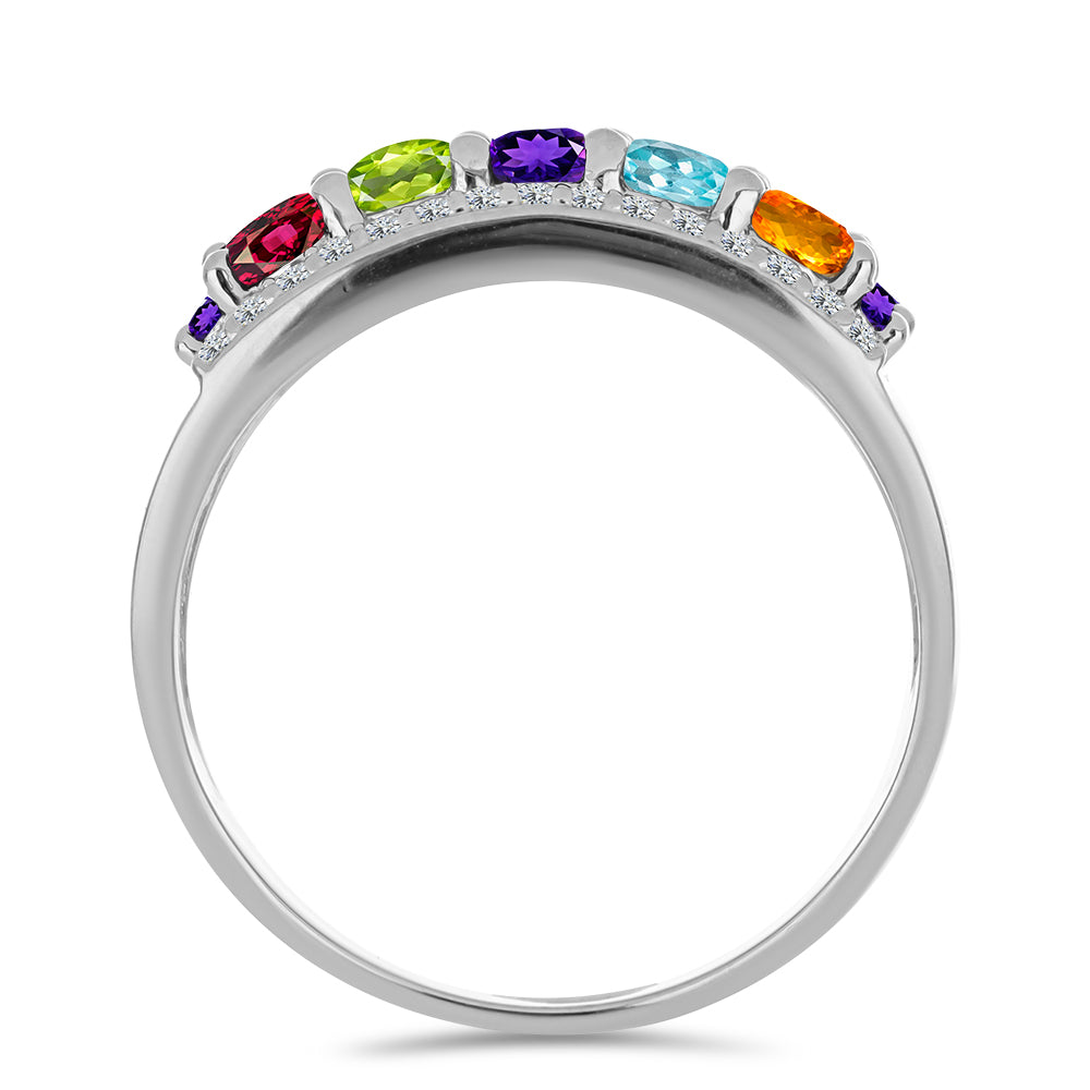 Silberring mit marokkanischem Amethyst und Peridot aus Changbai 2 