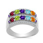 Silberring mit marokkanischem Amethyst und Peridot aus Changbai