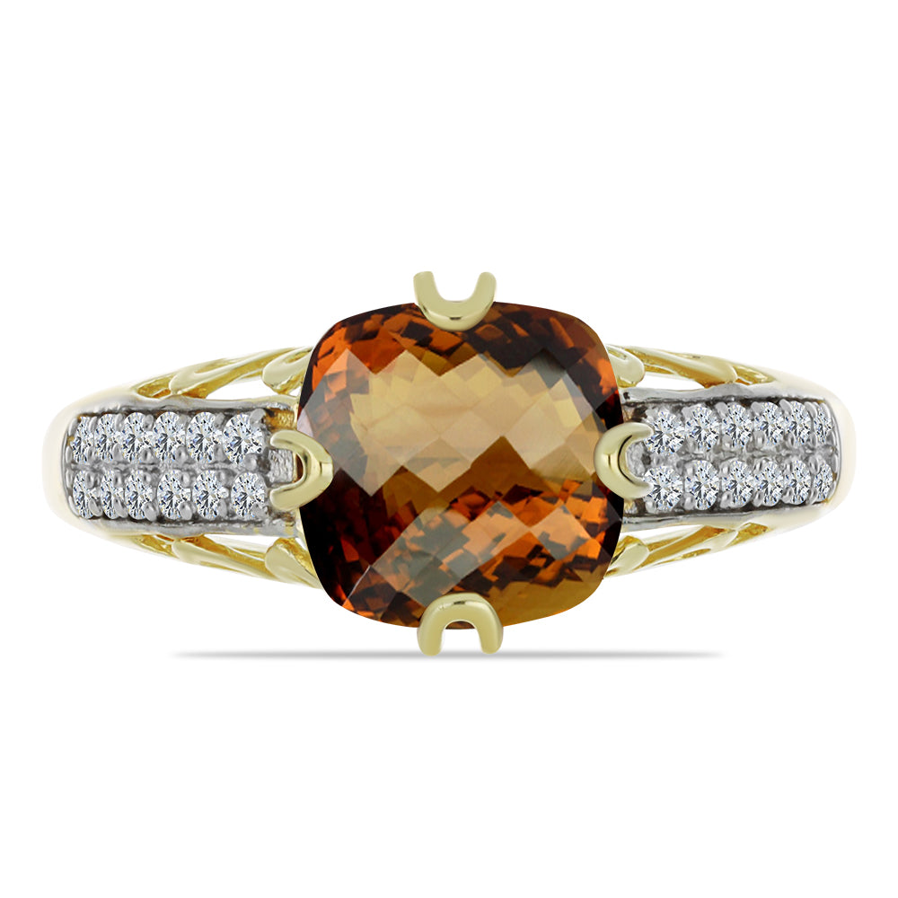 Goldplattierter Silberring mit Cognac-Quarz und weißem Topas 1 