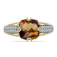 Goldplattierter Silberring mit Cognac-Quarz und weißem Topas