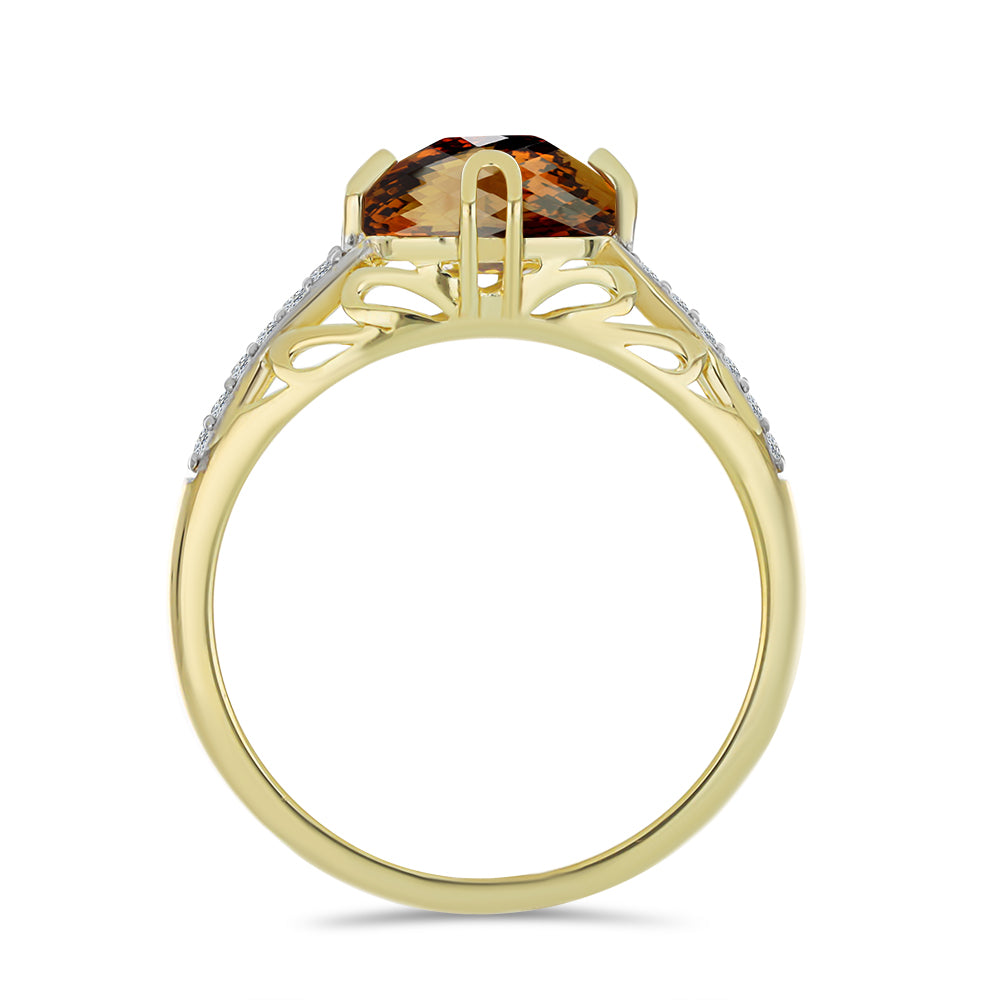 Goldplattierter Silberring mit Cognac-Quarz und weißem Topas 2 