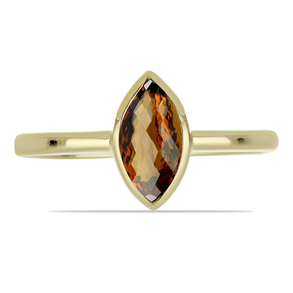 Goldplattierter Silberring mit Cognac-Quarz