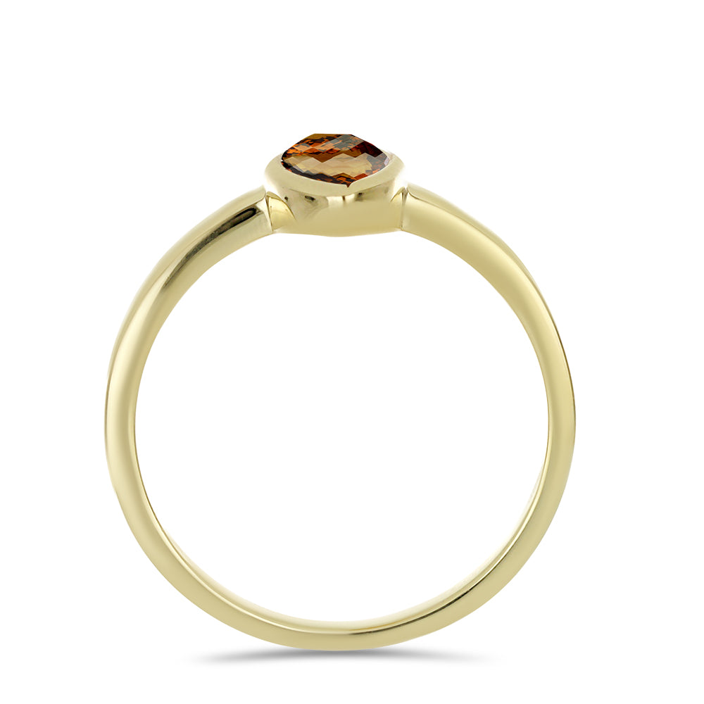 Goldplattierter Silberring mit Cognac-Quarz 2 