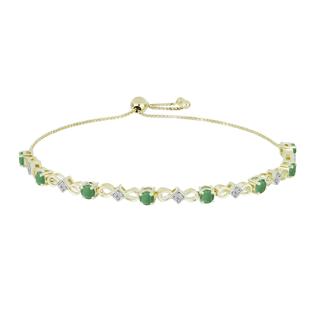 Goldplattiertes Silberarmband mit brasilianischem Smaragd und weißem Topas 1 