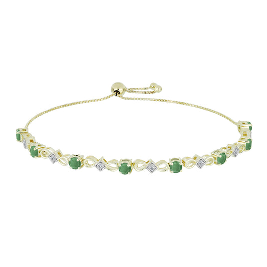 Goldplattiertes Silberarmband mit brasilianischem Smaragd und weißem Topas