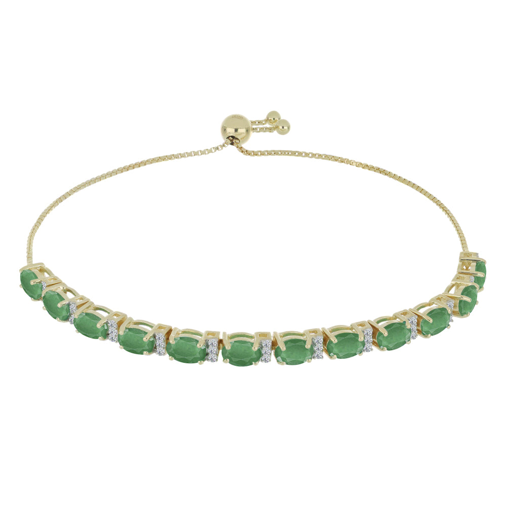 Goldplattiertes Silberarmband mit brasilianischem Smaragd und weißem Topas