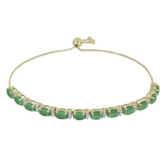 Goldplattiertes Silberarmband mit brasilianischem Smaragd und weißem Topas