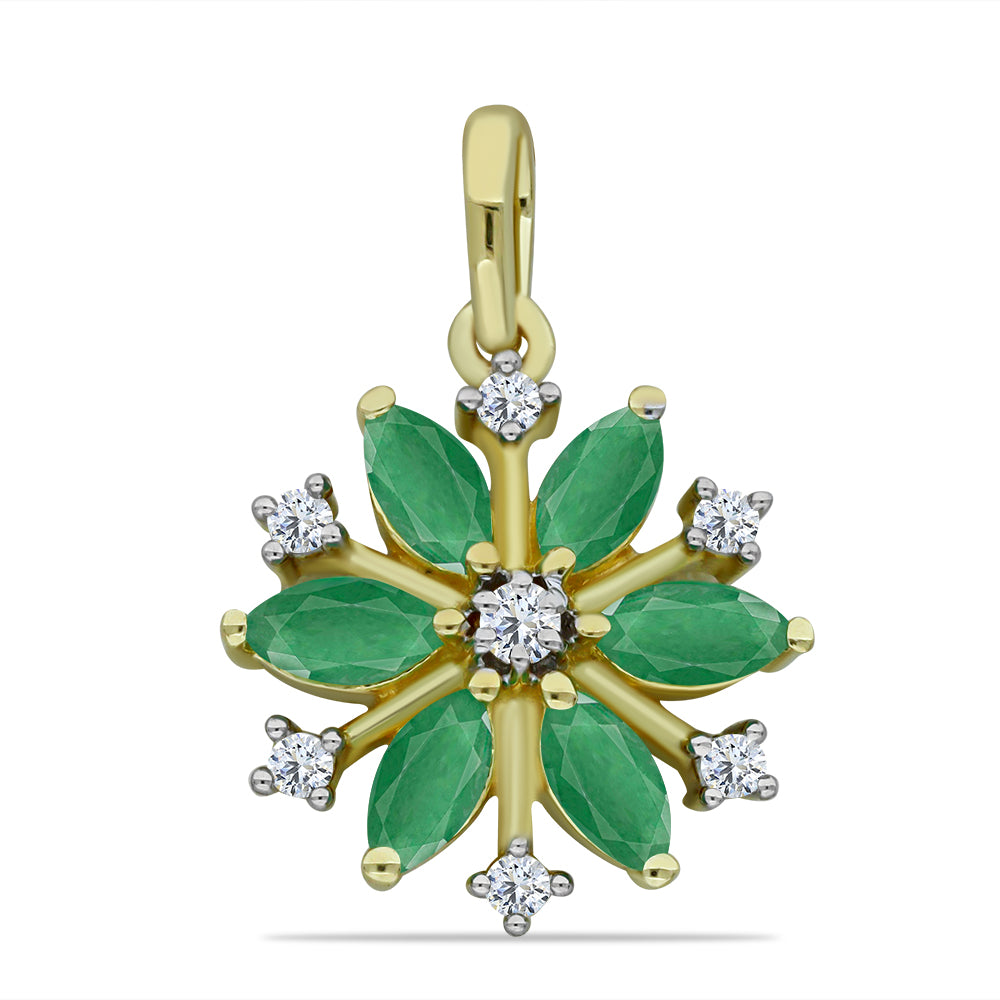 Goldplattierter Silberanhänger mit brasilianischem Smaragd und weißem Topas 1 