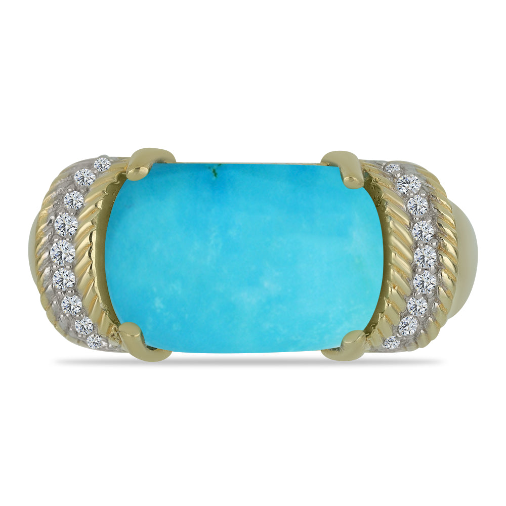 Goldplattierter Silberring mit Dornröschen Türkis und weißem Topas 1 