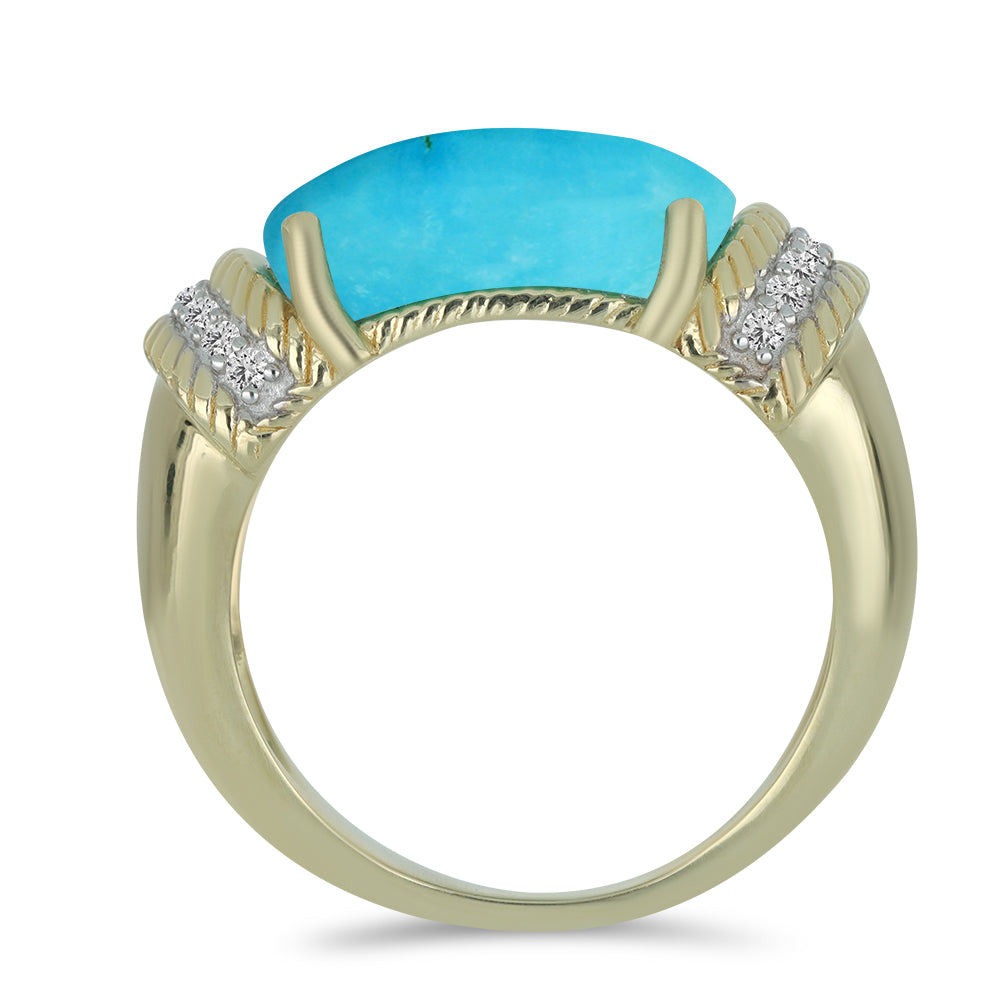 Goldplattierter Silberring mit Dornröschen Türkis und weißem Topas