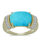Goldplattierter Silberring mit Dornröschen Türkis und weißem Topas