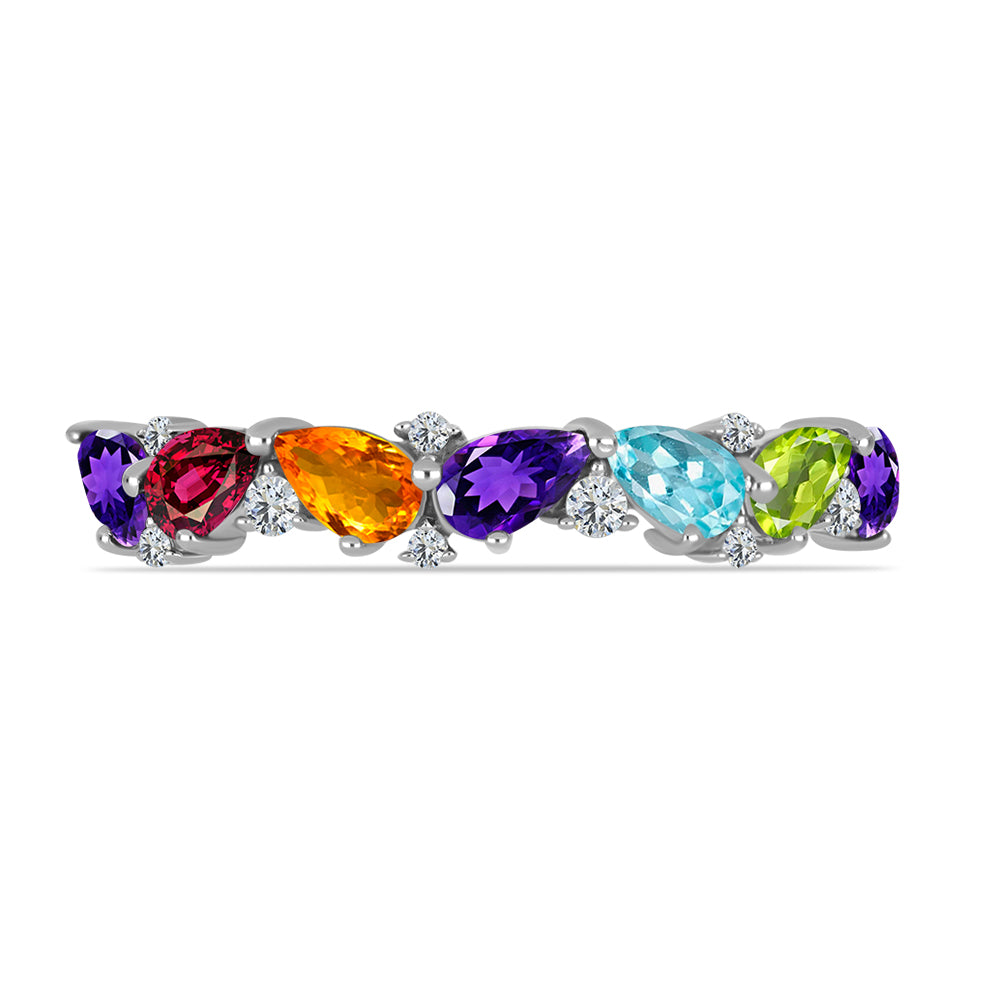 Silberring mit marokkanischem Amethyst und Peridot aus Changbai 2 