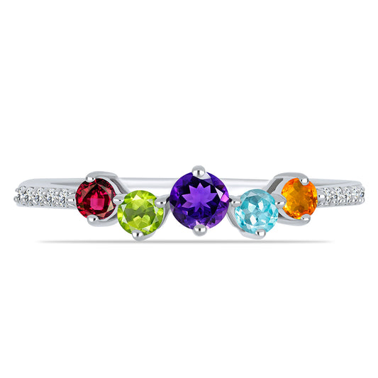 Silberring mit marokkanischem Amethyst und Peridot aus Changbai
