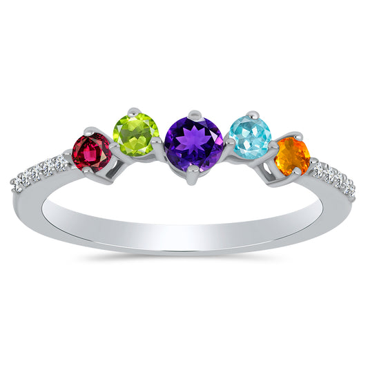 Silberring mit marokkanischem Amethyst und Peridot aus Changbai