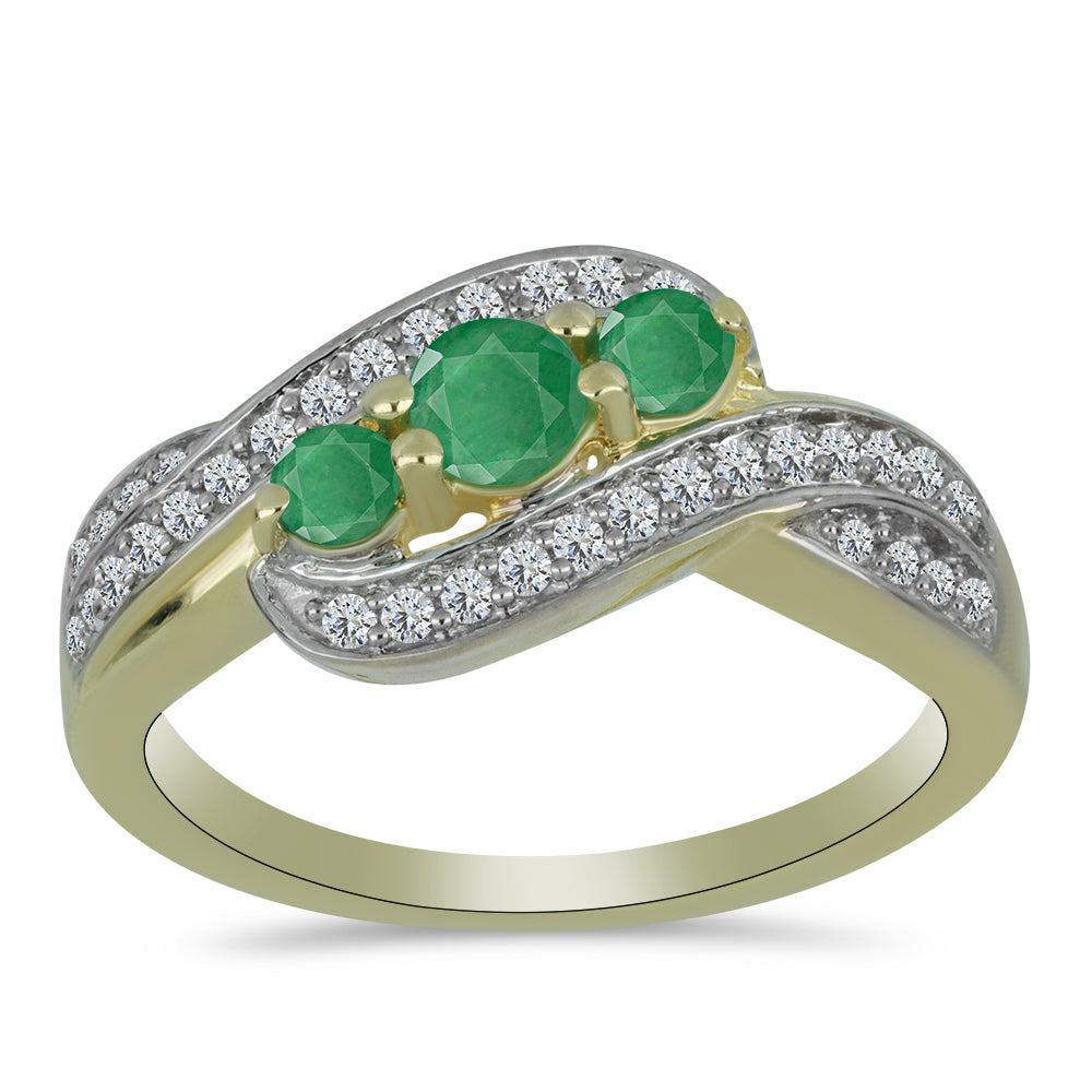 Goldplattierter Silberring mit brasilianischem Smaragd und weißem Topas 3 