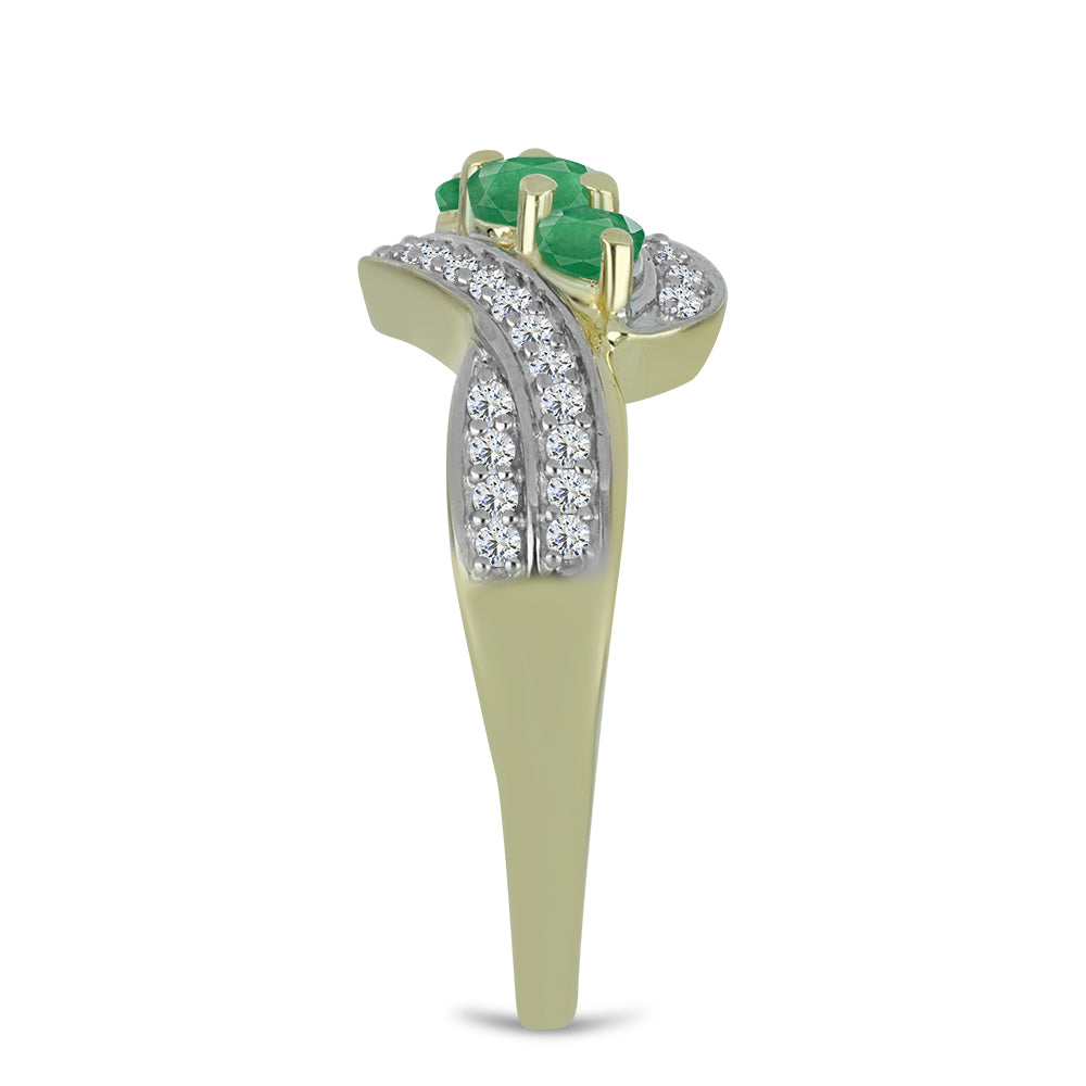 Goldplattierter Silberring mit brasilianischem Smaragd und weißem Topas 4 