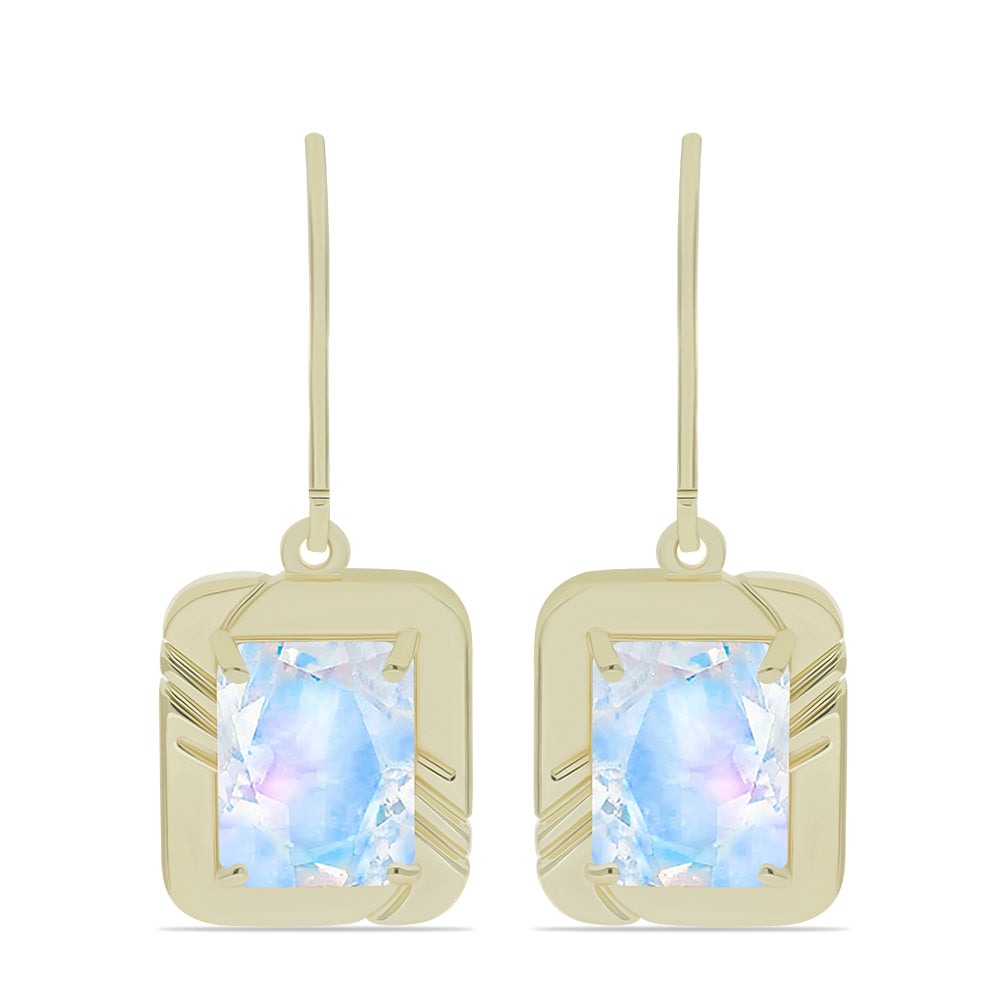 Goldplattierte Silberohrringe mit Regenbogenmondstein 1 