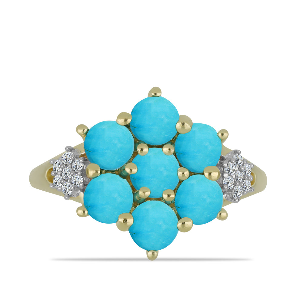 Goldplattierter Silberring mit Dornröschen Türkis und weißem Topas