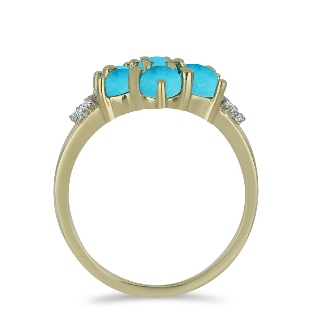 Goldplattierter Silberring mit Dornröschen Türkis und weißem Topas