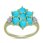 Goldplattierter Silberring mit Dornröschen Türkis und weißem Topas