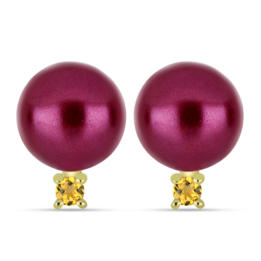 Schmuckgarnitur aus Nugget mit lilafarbener Süßwasserperle und Zitrin aus dem Ural 2 