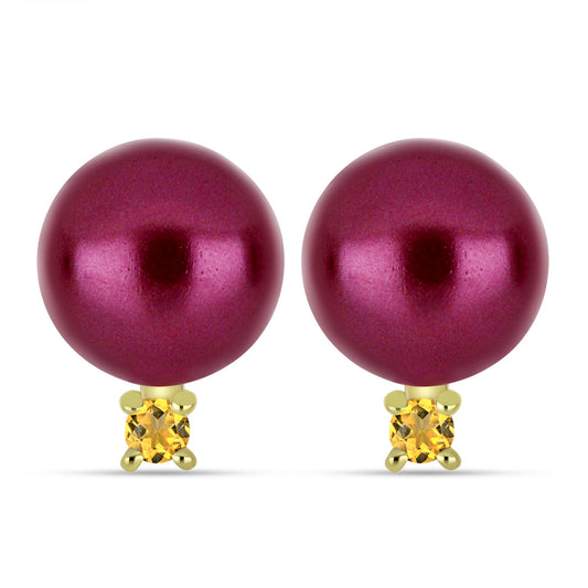 Schmuckgarnitur aus Nugget mit lilafarbener Süßwasserperle und Zitrin aus dem Ural