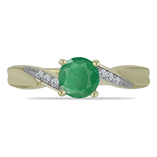 Goldplattierter Silberring mit brasilianischem Smaragd und weißem Topas