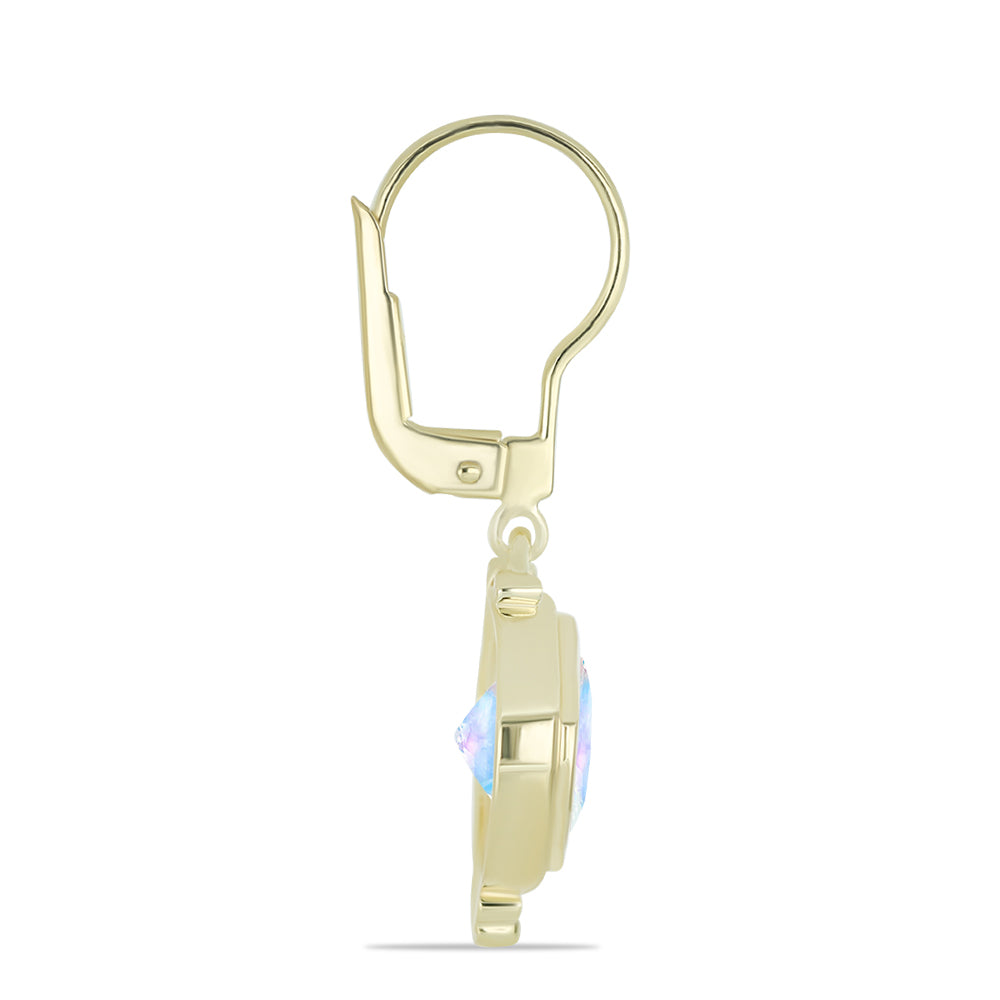 Goldplattierte Silberohrringe mit Regenbogenmondstein 2 
