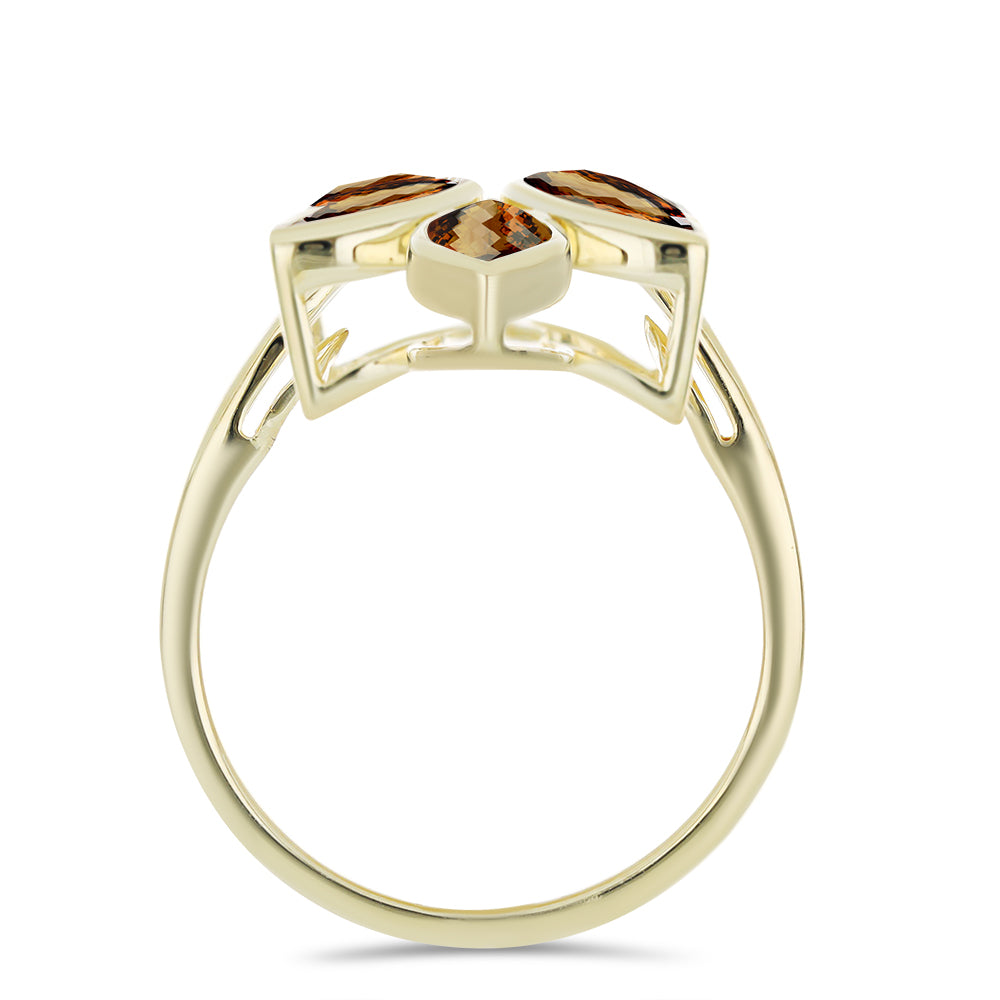 Goldplattierter Silberring mit Cognac-Quarz 2 